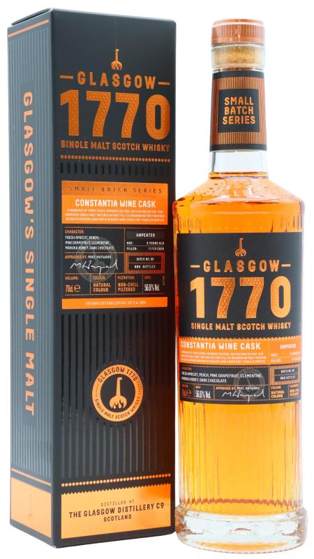 Glasgow 1770 Small Batch Series - Constantia Wine Cask Unpeated 5 year old Whisky