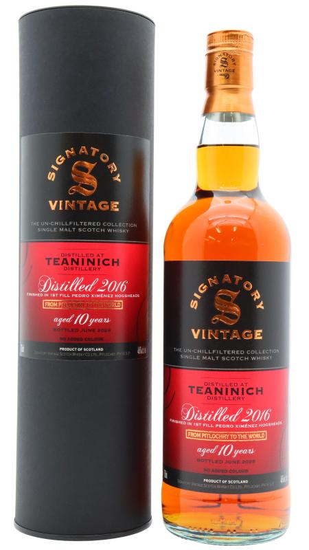Teaninich Teaninich Signatory Vintage Un-Chillfiltered Collection Sing 2016 10 year old Whisky whisky bottle