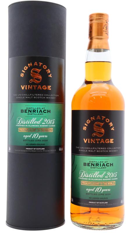 BenRiach Benriach Signatory Vintage Un-Chillfiltered Collection Sing 2015 10 year old Whisky whisky bottle